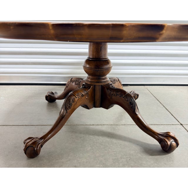 1950s Henredon Piecrust Mahogany Chippendale Style Coffee Table Claw & Ball Feet For Sale In Palm Springs - Image 6 of 12