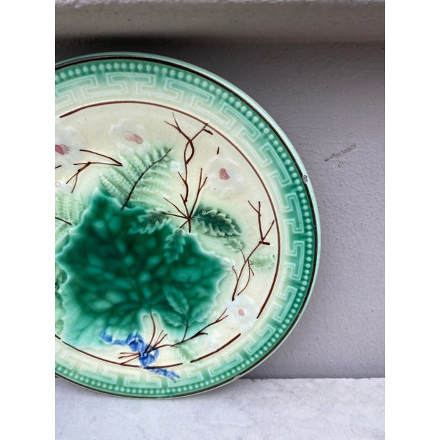 German Majolica Leaf Plate Zell Circa 1890 For Sale - Image 4 of 7