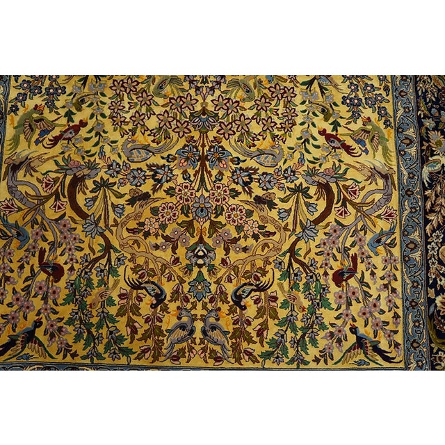 Traditional Brilliant Light Yellow and Blue Color With Special Flower Design Vintage Isfahan Rug For Sale - Image 3 of 7