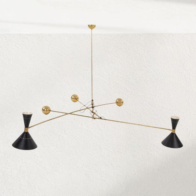 Mid-Century Modern Italian Brass Counterweight Lamp For Sale - Image 3 of 9