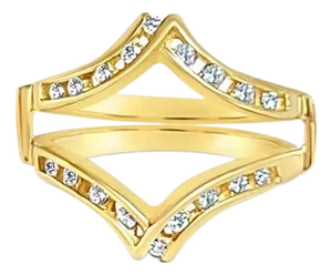 Double "V" Shaped Diamond Ring Guard Enhancer, Size 4