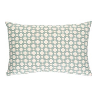 Schumacher x Celerie Kemble Betwixt Pillow 18" x 12" in Water/Ivory For Sale