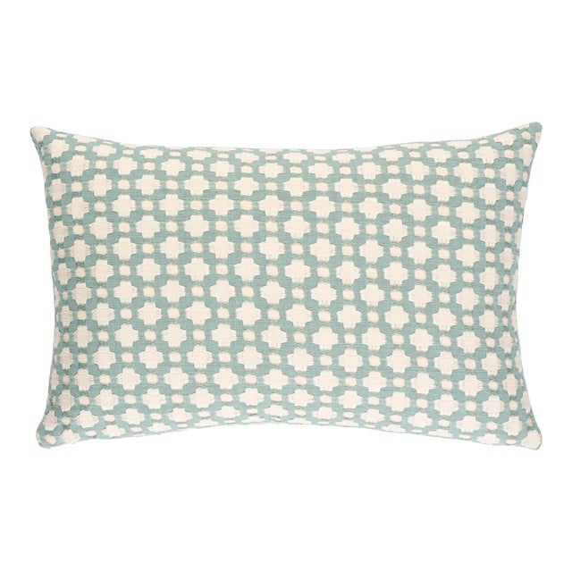 Schumacher x Celerie Kemble Betwixt Pillow 18" x 12" in Water/Ivory For Sale