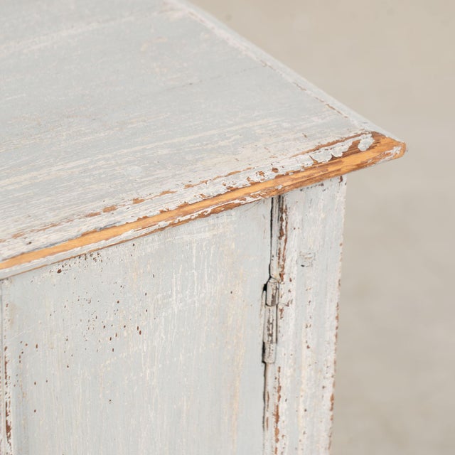 19th Century Small Swedish Original Gray Painted Pine Cabinet Nightstand For Sale - Image 9 of 13