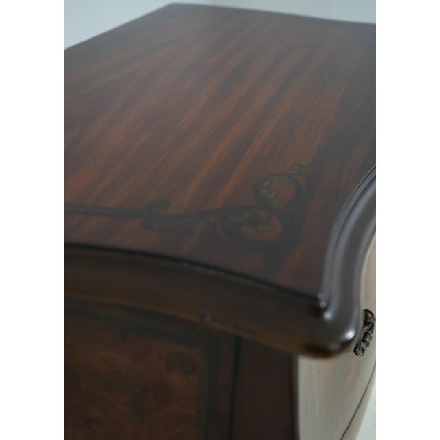 Italian Style Burl Wood Bombe Painted Commode Chest For Sale - Image 9 of 17
