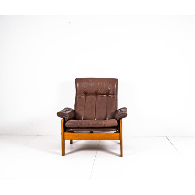 Mid-Century Modern Vintage Teak & Leather Atlanta Armchair by Sven Ellekaer for Skippers Mobler A/S Design, 1980s For Sale - Image 3 of 18