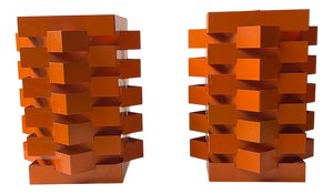 Orange Geometric Octave Pendant Lamps from Niels Esmann & H. C. Jensen, 1960s, Set of 2