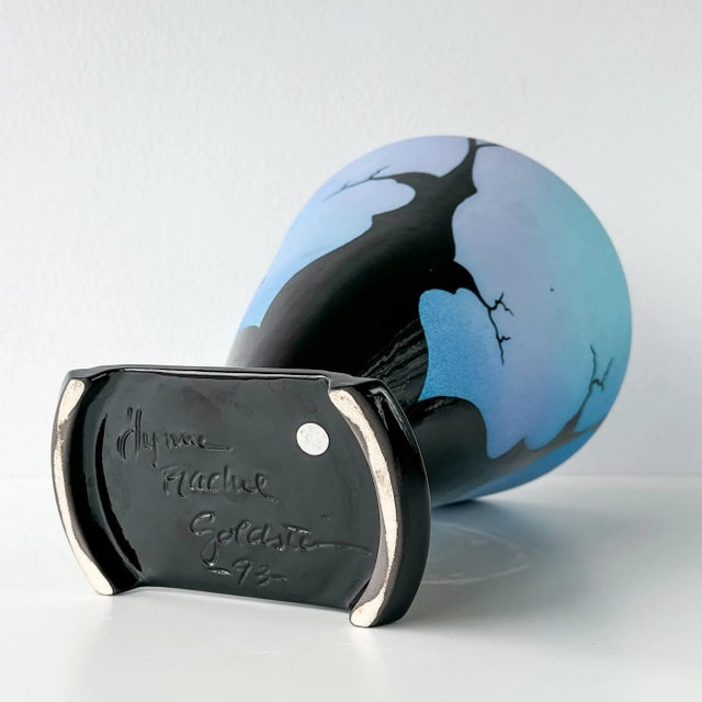 Postmodern Lynne Rachel Goldstein Lightening Glazed Vase For Sale - Image 11 of 12