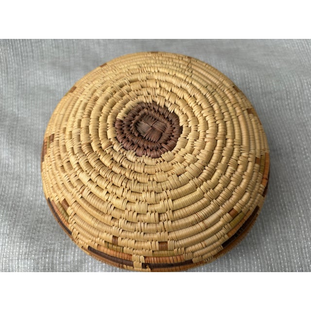 Small Vintage Hand Woven Coil Basket For Sale - Image 9 of 10