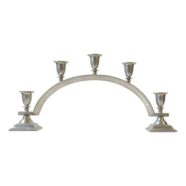 Art Deco Arch Candelabra in Pewter from Just Andersen, 1940s For Sale