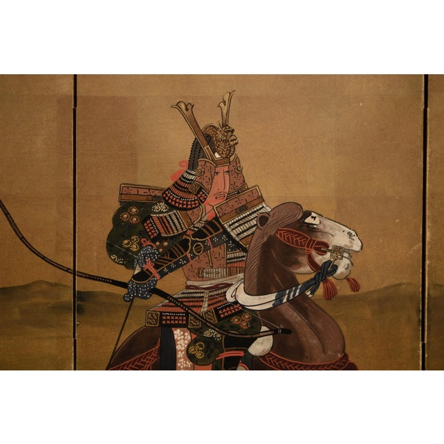 1940s C. 1950-1960s Shōwa Era Japanese Byobu Screen "Samurai" For Sale - Image 5 of 12