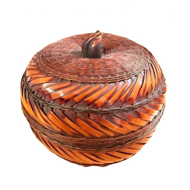 Pumpkin Woven Wicker Ice Bucket, Circa 1970s For Sale - Image 9 of 10