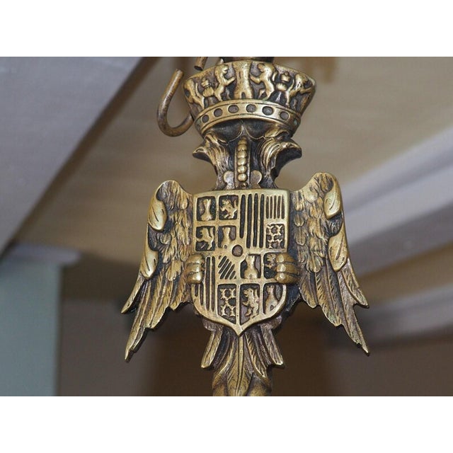 Gold Antique Gothic Brass Dragon Griffin Chandelier, 1890s For Sale - Image 8 of 11