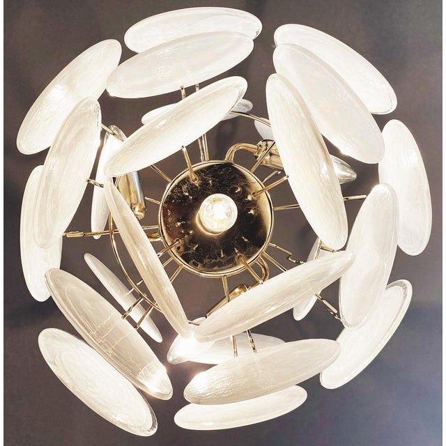 Vintage Italian Murano Chandelier with 24 White Disks, 1980s For Sale - Image 17 of 18