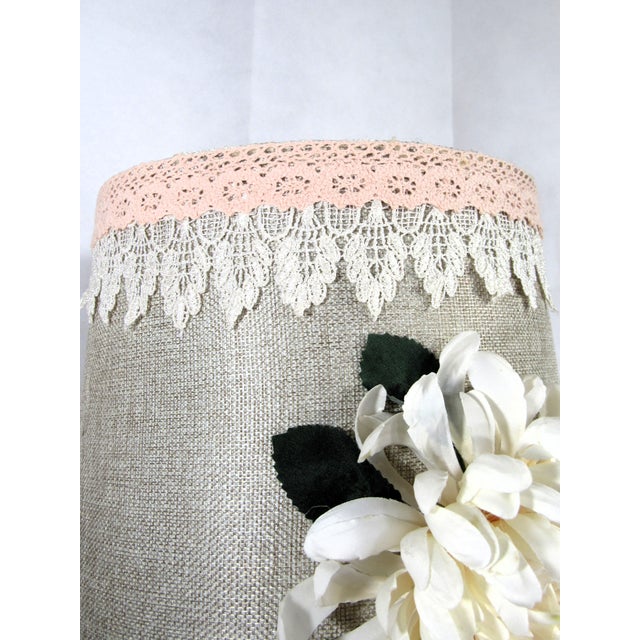 Mid 20th Century Vintage Glass Ball Lamp + Shabby Chic Shade For Sale - Image 5 of 15