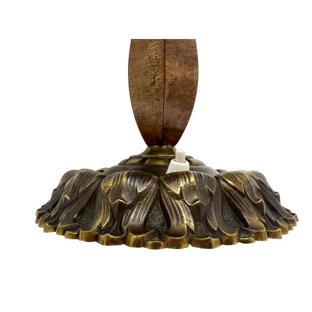 Vintage French Art Nouveau Brass and Wood Desk Lamp, 1920s For Sale - Image 10 of 15