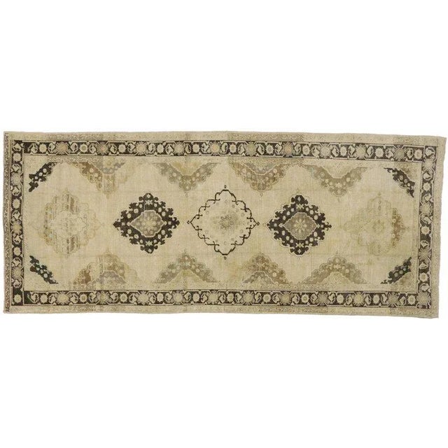 20th Century Turkish Oushak Wide Hallway Runner - 5′ × 12′ For Sale - Image 4 of 7