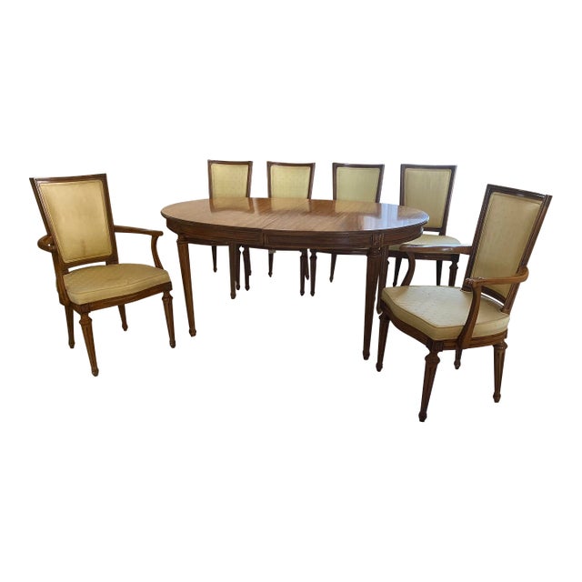 Louis XVI Style Solid Walnut Dining Room Set For Sale
