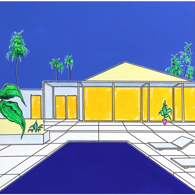 ''Palm House'' Contemporary House Portrait Acrylic Painting by Jonjo Elliott For Sale