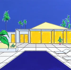 ''Palm House'' Contemporary House Portrait Acrylic Painting by Jonjo Elliott