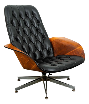 Mid Century Modern Lounge Chair Plycraft Mr Tufted Black Swivel George Mulhauser
