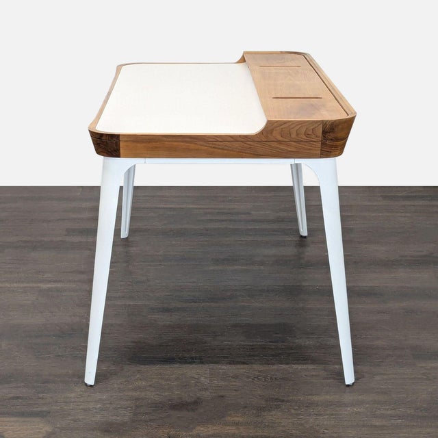 2010s Herman Miller Airia Modern Walnut and White Writing Desk With Drawer For Sale - Image 5 of 8