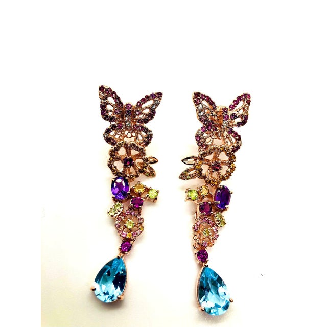 Bochic “Capri” Vintage Sapphire, Amethyst & Peridot & Blue Topaz 18K Gold & Silver For Sale - Image 4 of 7