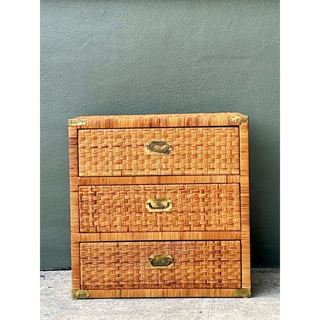 Mid-Century Modern Vintage Woven Rattan Chest of Drawers For Sale - Image 3 of 11
