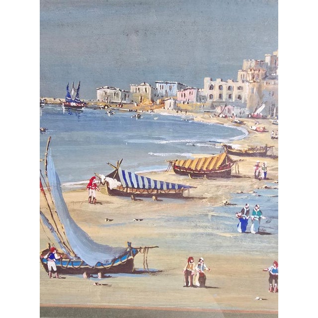Gold Arab Port, 1900, Large Watercolor, Framed For Sale - Image 8 of 18