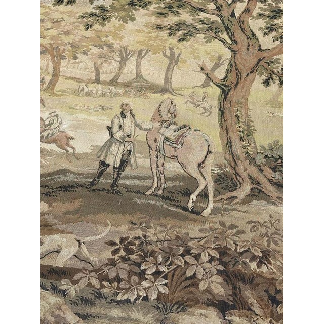 Textile Large Vintage French Hunting with Hounds Jacquard Tapestry in the style of Aubusson, 1970s For Sale - Image 7 of 18