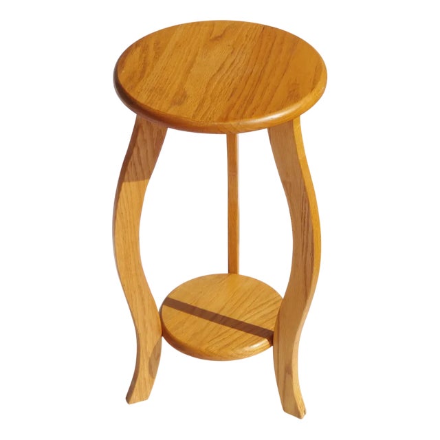 Amsterdam School Two Tiered Oak Plant Stand, 1950s For Sale