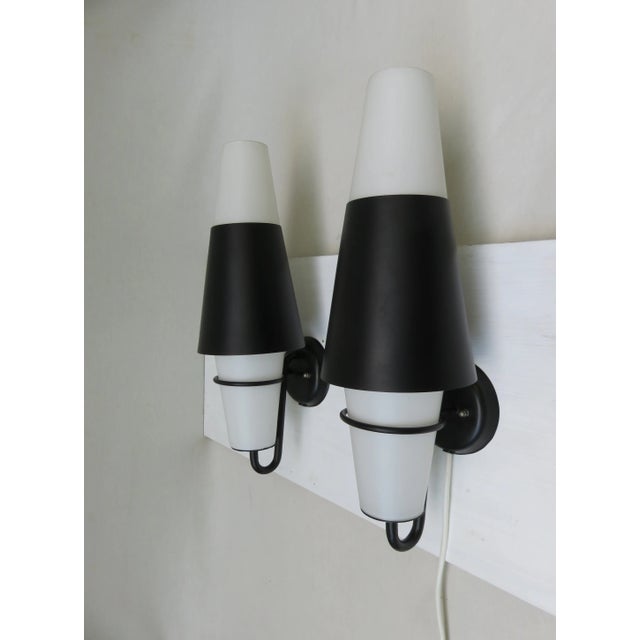 Italian Black Glass Wall Lights, 1950s, Set of 2 For Sale - Image 4 of 18