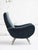 Mid-Century armchair similar in style to Marco Zanuso's "Lady Chair." Newly reupholstered in a slate grey / pale teal...