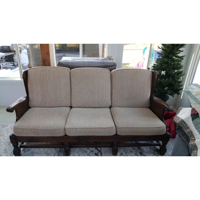 1970s' Vintage Ethan Allen "Old Tavern" Pine Sofa Chairish