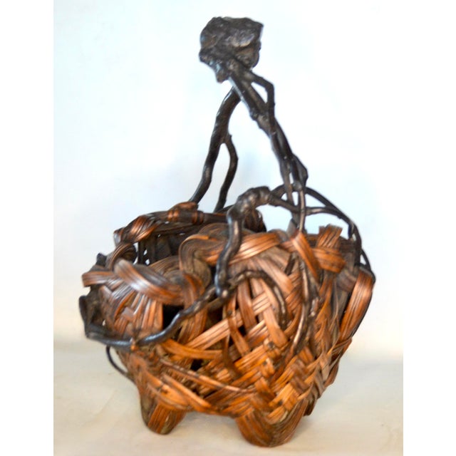 Japanese Antique Japanese Ikebana Basket Meiji Period For Sale - Image 3 of 9