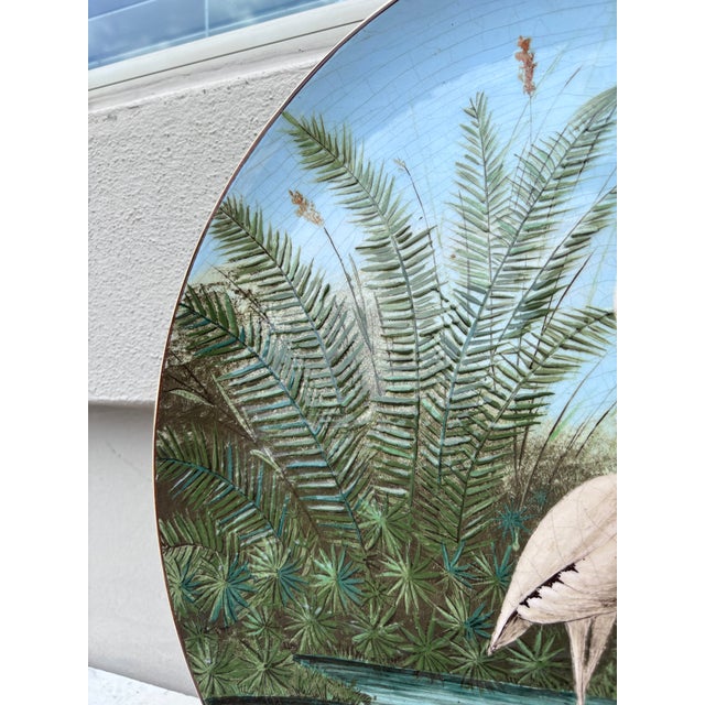 19th Century Large French Majolica Flamingo Platter For Sale In Austin - Image 6 of 8