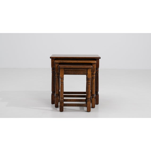 Set of 3 French Oak Nesting Tables, Circa 1970 For Sale - Image 13 of 14