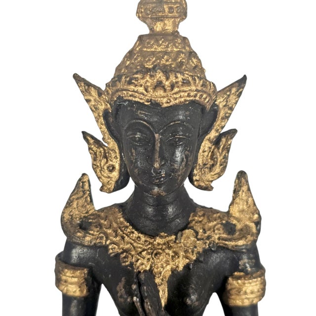 Mid-20th Century Thai Thepanom Cast Bronze Kneeling Guardian Figure 7.25" For Sale - Image 11 of 11