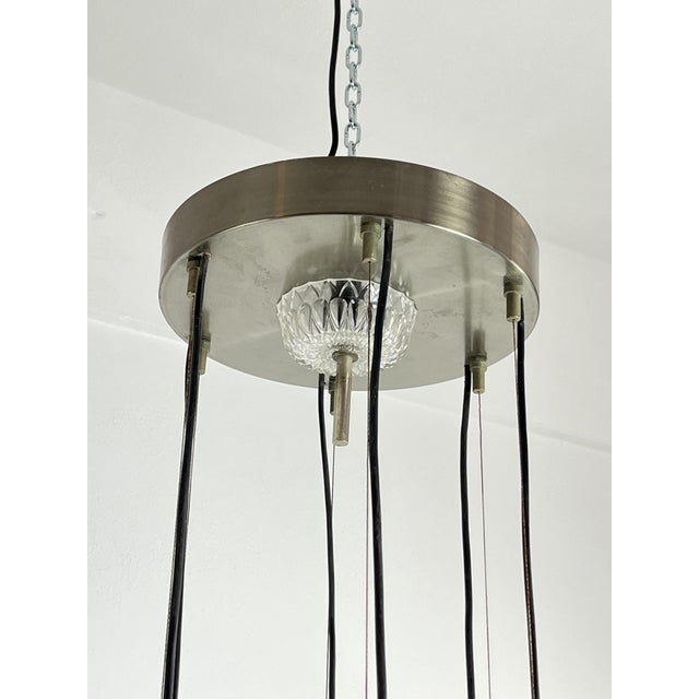 Gray Italian 6-Light Cascade Steel and Crystal Chandelier, 1970s For Sale - Image 8 of 18