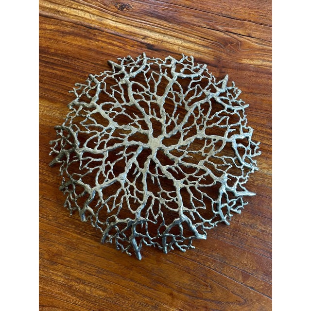 Vintage 15” Faux Coral Metal Shallow Bowl For Sale - Image 17 of 18