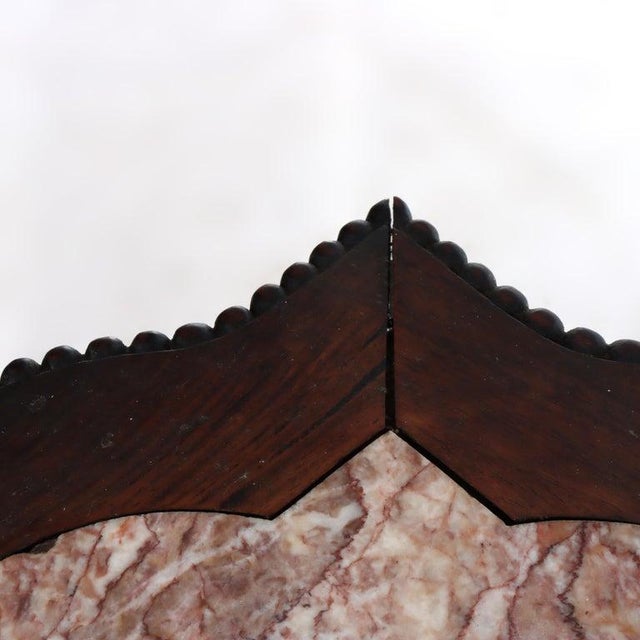 Antique Chinese Carved Rosewood Rouge Marble Top Claw & Ball Foot Stand C1910 For Sale - Image 6 of 8