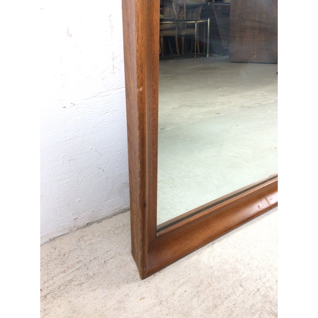 Mid Century Modern Long Rectangular Wall Mirror With Walnut Frame For Sale - Image 9 of 17