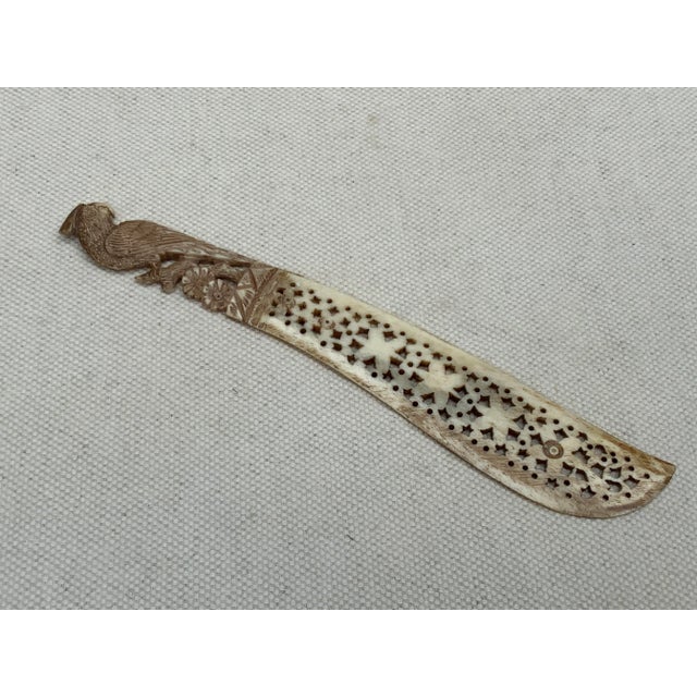 Elegant Early 1900s Chinese Hand-Carved Art Deco Bone Letter Opener For Sale - Image 10 of 10