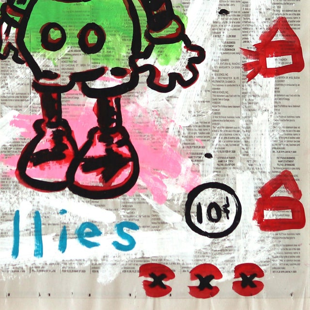 La Follies - Original Pop Street Art Acrylic Painting on Newspaper by Gary John For Sale - Image 4 of 6