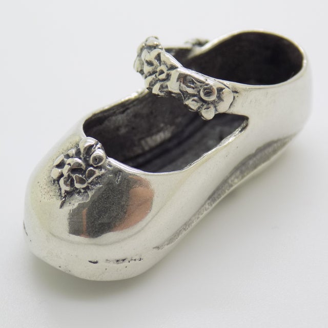 Vintage Italian Handmade Silver Child Shoe Figurine, Italy, 1980s For Sale - Image 3 of 11
