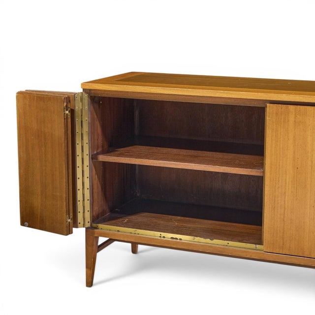Paul McCobb for Calvin Mid Century Walnut and Brass Room Divider Credenza With Hutch For Sale - Image 11 of 15