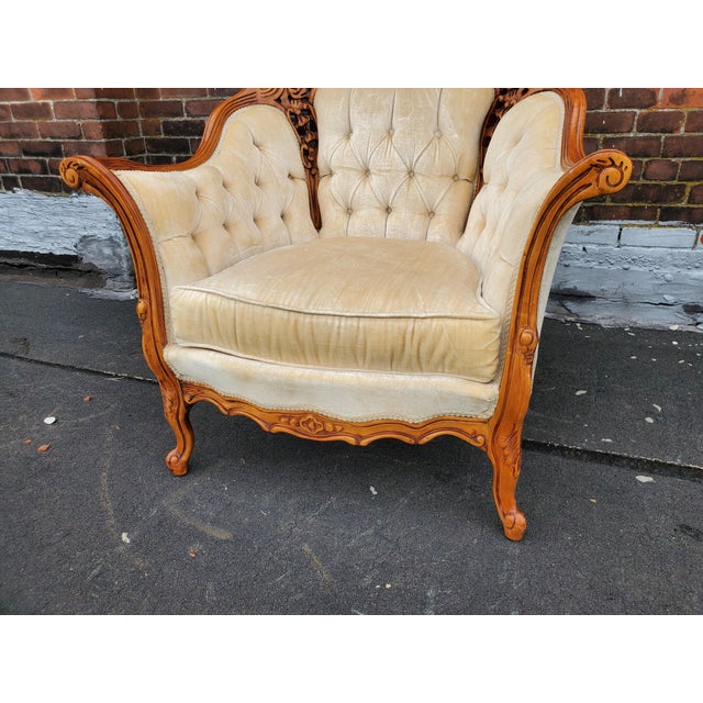 Victorian Carved Wood Ivory Accent Chair Chairish