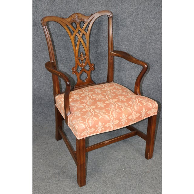 Wood 1950's Set 10 Chippendale Style Mahogany Dining Chairs For Sale - Image 7 of 12