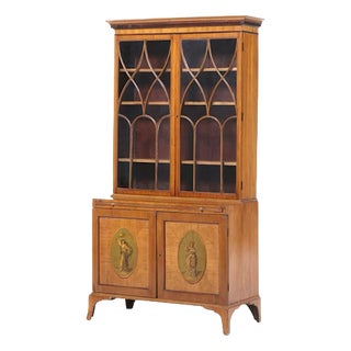 c. 1800 George III Polychromed Bureau Bookcase For Sale