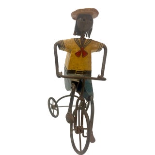 Manuel Felguérez Metal Sculpture Boy on a Tricycle 1960's For Sale